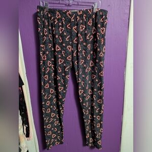 Full Circle Trends Grey Candy Cane Heart Pattern Leggings 3X 22 24